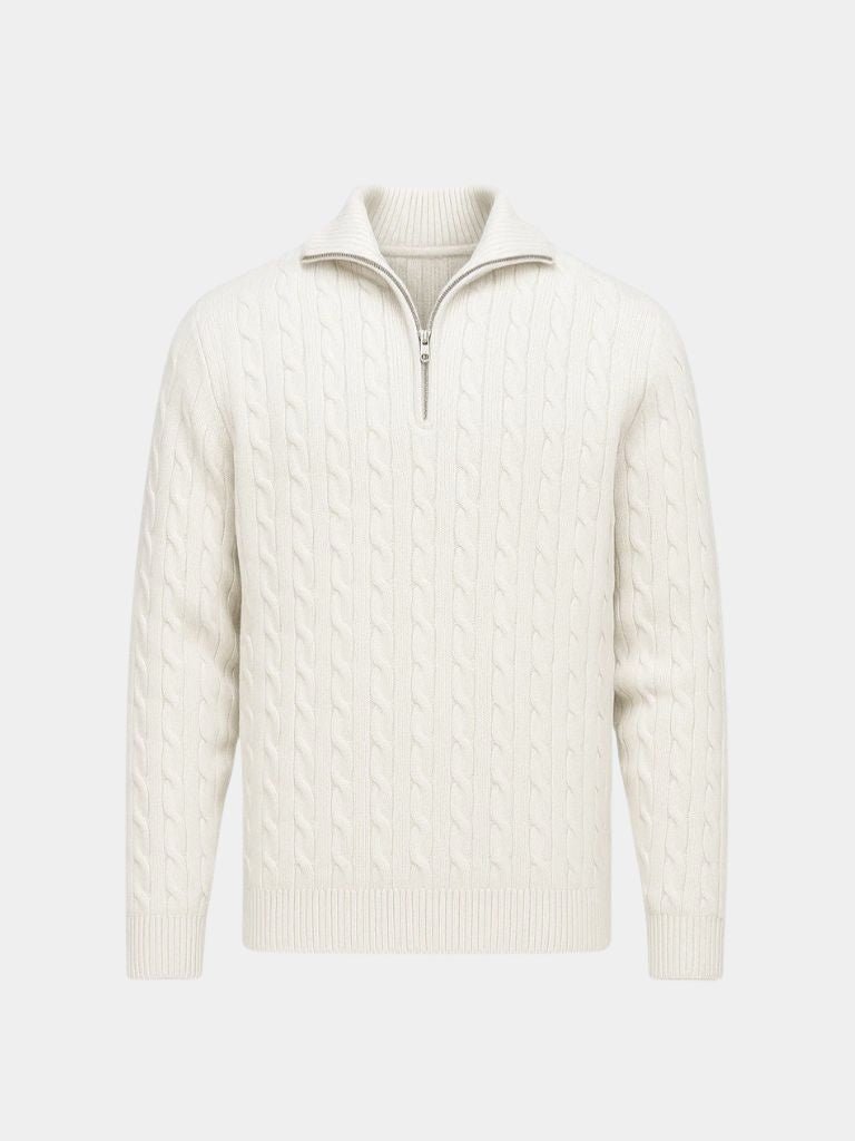 Premium Cable-Knit Zip Neck Sweater - Verocci Essentials