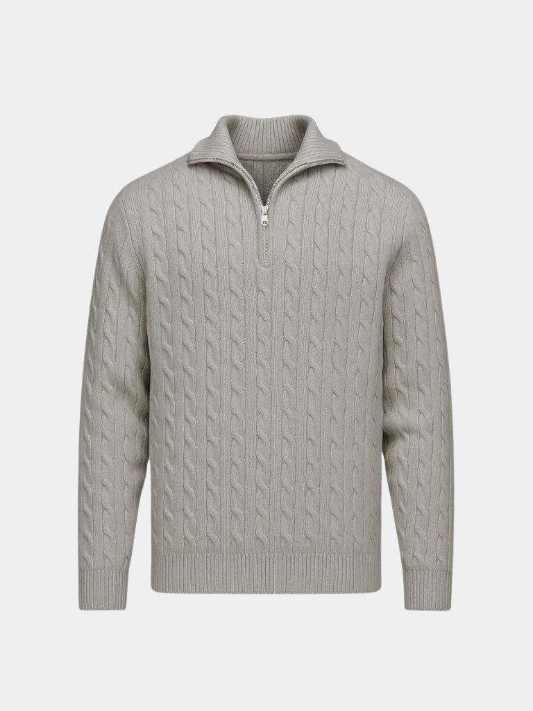 Premium Cable-Knit Zip Neck Sweater - Verocci Essentials