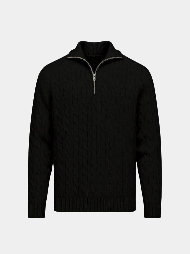 Premium Cable-Knit Zip Neck Sweater - Verocci Essentials