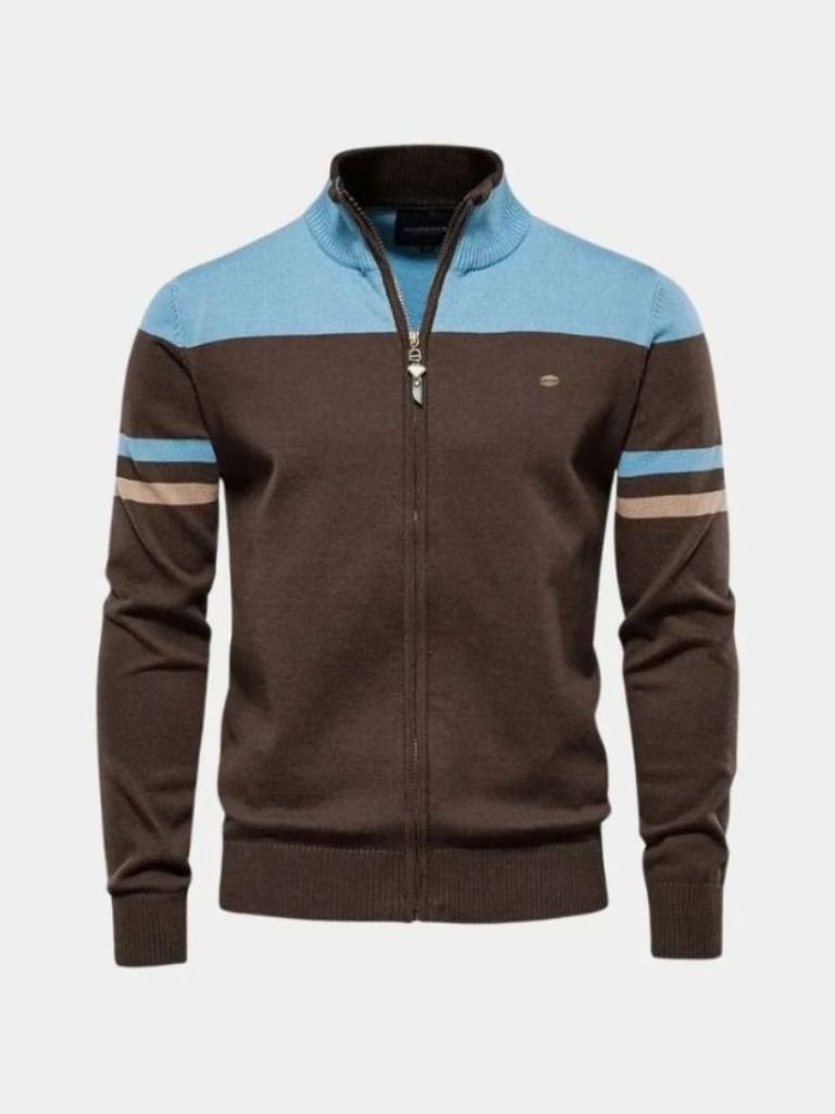 Cardigan Sweater Zipper Standing Collar Knitwear - Verocci Essentials