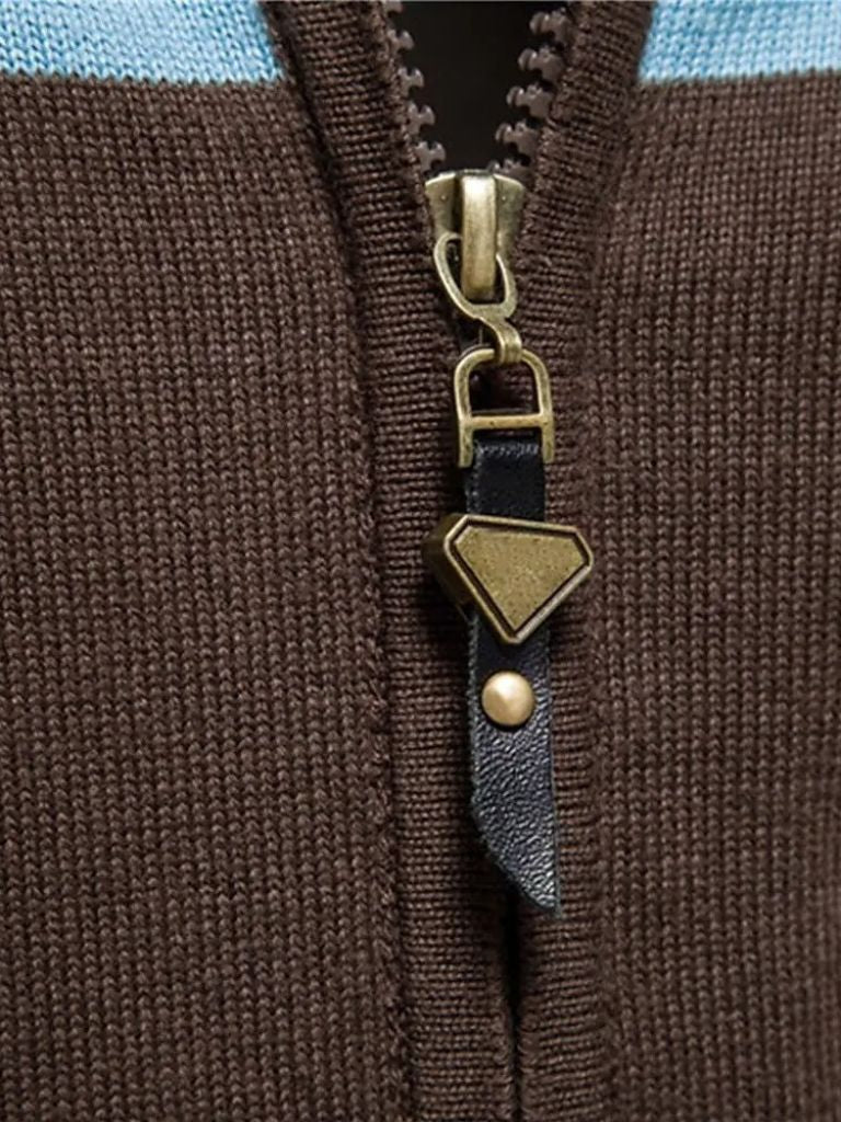 Cardigan Sweater Zipper Standing Collar Knitwear - Verocci Essentials