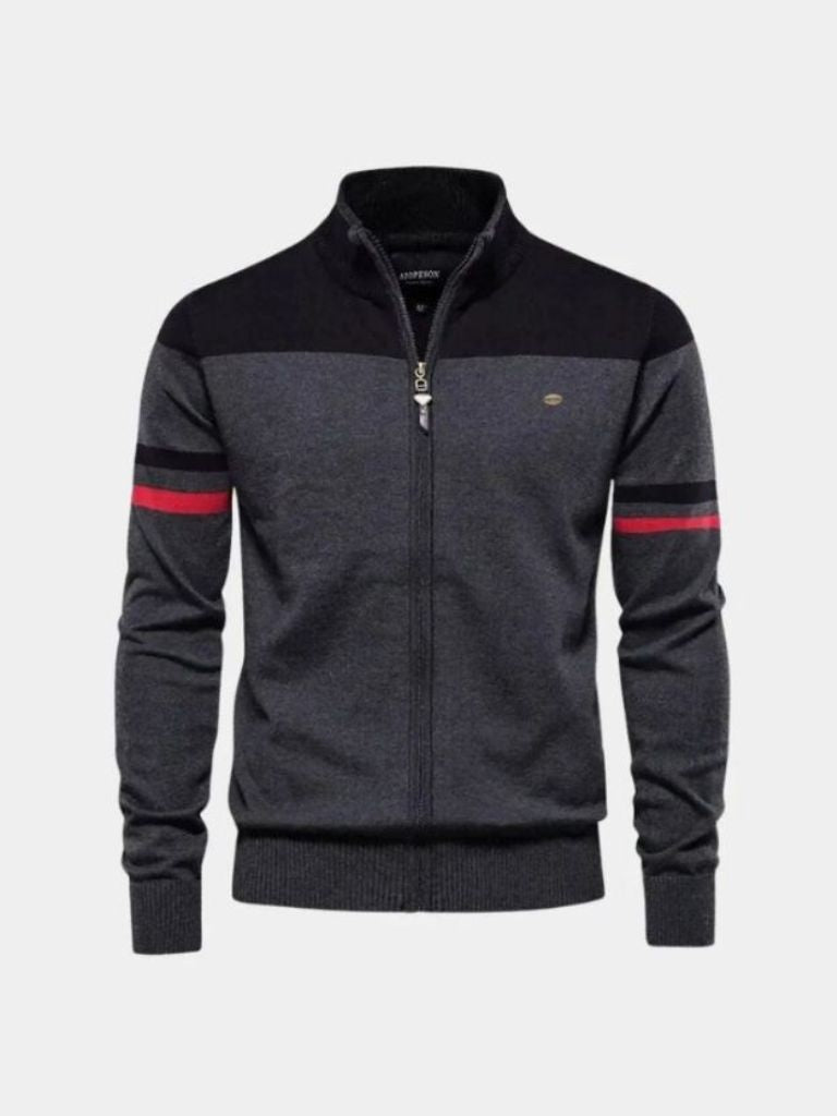 Cardigan Sweater Zipper Standing Collar Knitwear - Verocci Essentials