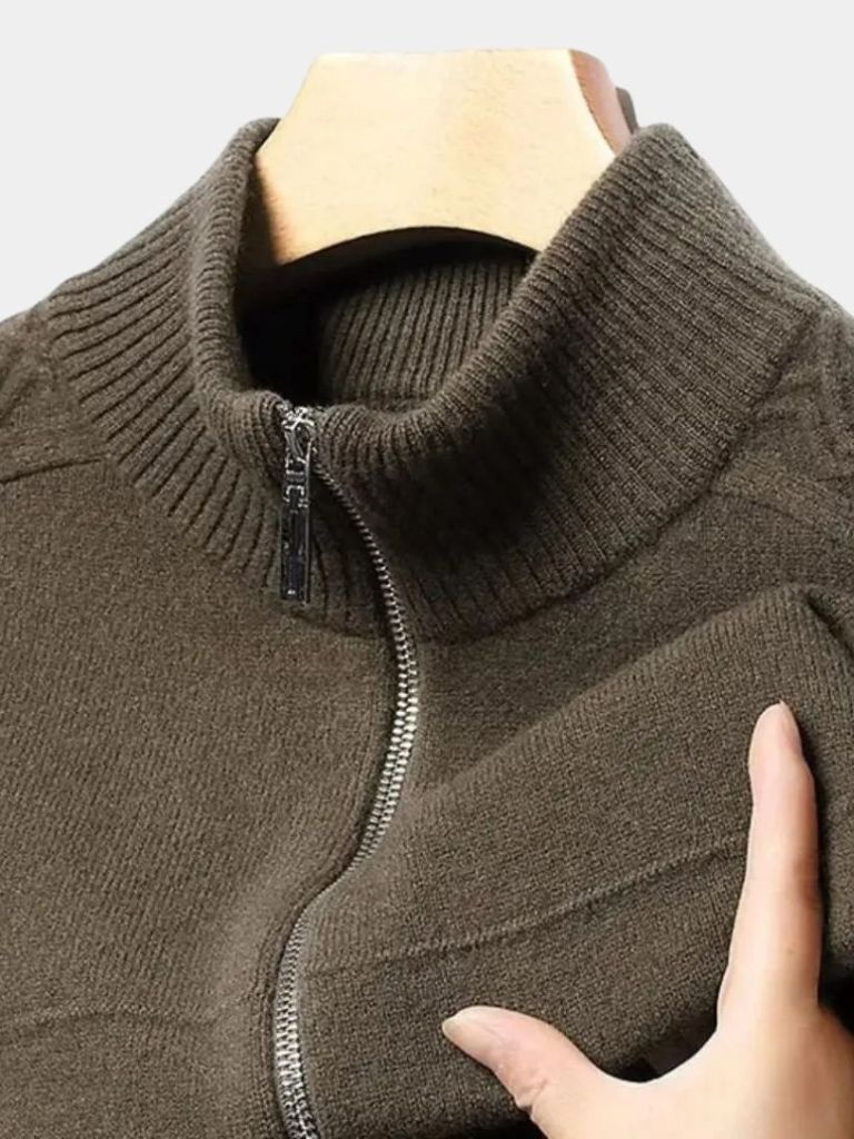 Cashmere Zip Sweater Knit Turtleneck - Verocci Essentials