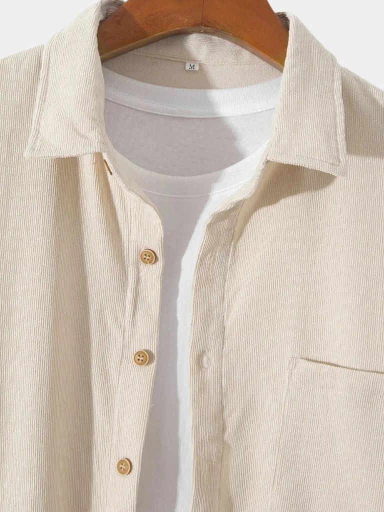 Casual Solid Corduroy Shirt - Verocci Essentials