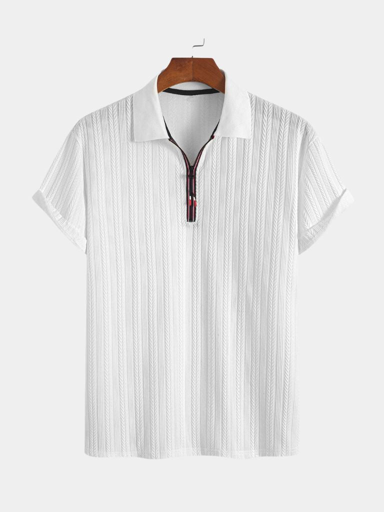 Cavalière Textured Quarter Zip Polo – Verocci Essentials
