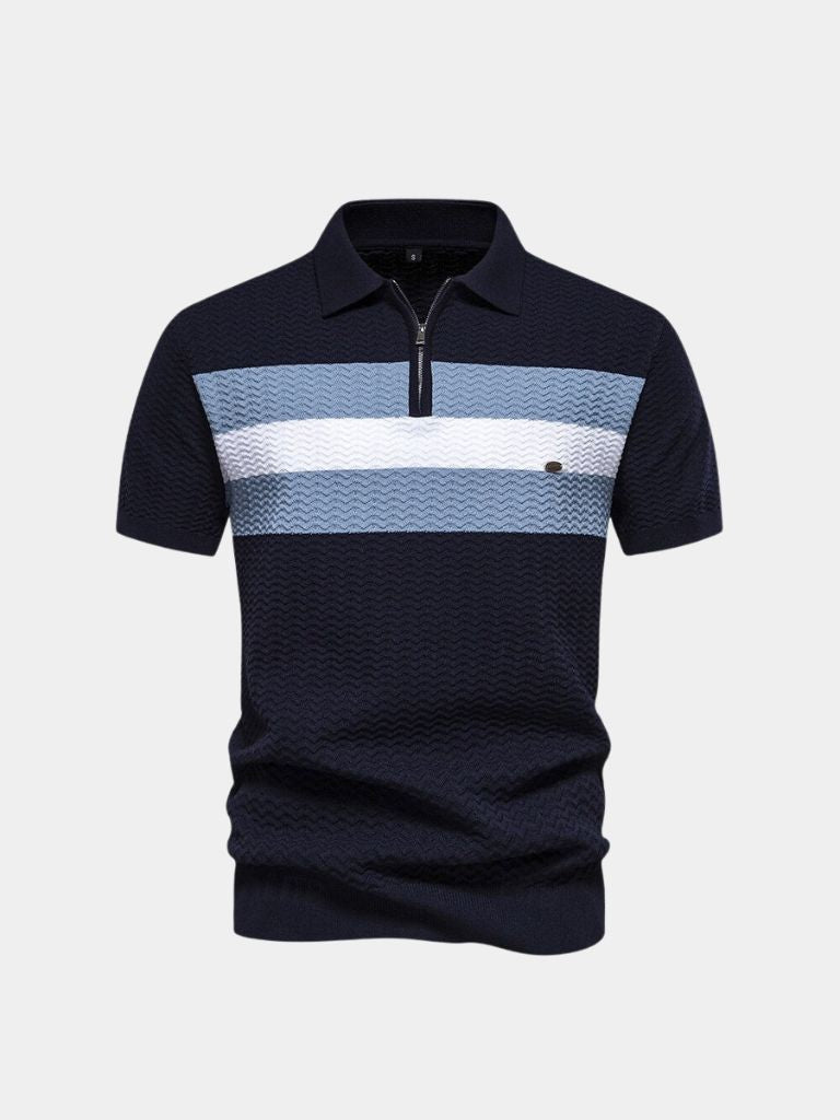 Classic Fit Quarter Zip Business Casual Short Sleeves Polo - Verocci Essentials