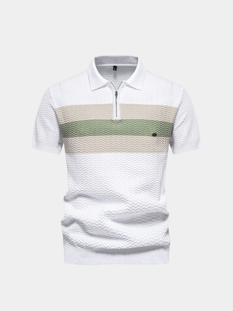 Classic Fit Quarter Zip Business Casual Short Sleeves Polo - Verocci Essentials