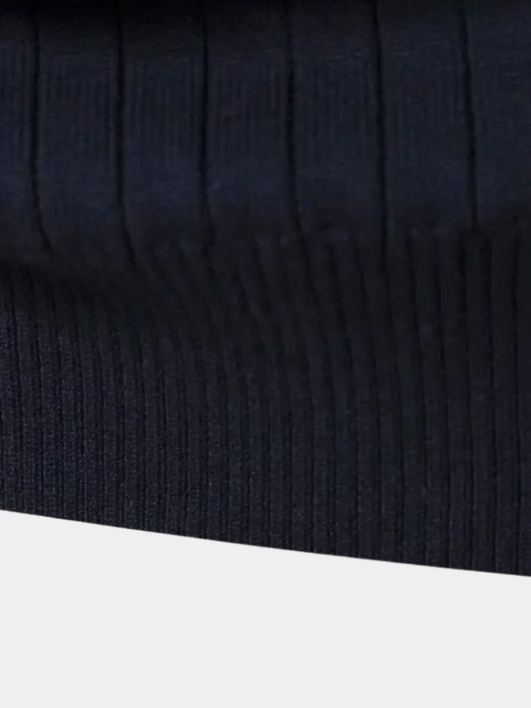 Cotton Knit Vertical Stripes Quarter-Zip Sweater - Verocci Essentials
