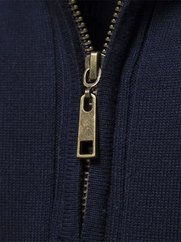 Cotton Knit Vertical Stripes Quarter-Zip Sweater - Verocci Essentials