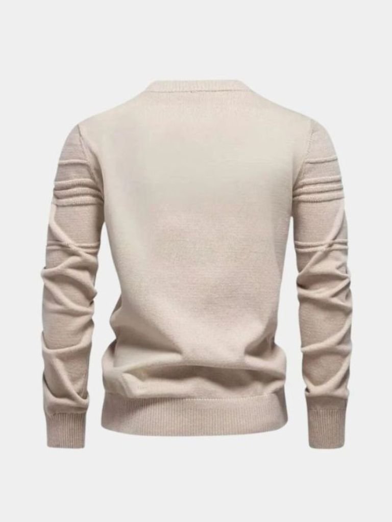 Cotton Knitted Stripped Crew Neck Pullover Sweater - Verocci Essentials