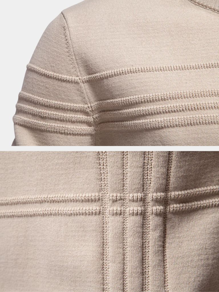 Cotton Knitted Stripped Crew Neck Pullover Sweater - Verocci Essentials