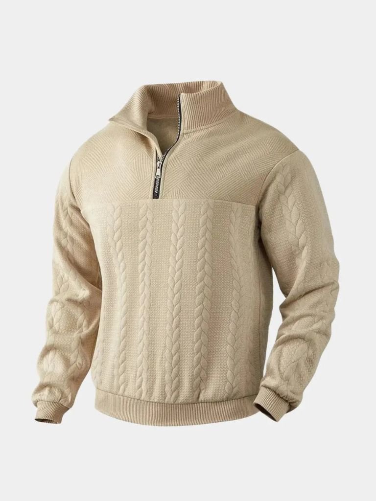 Essential Henley High Collar Quarter Zip Pullover - Verocci Essentials