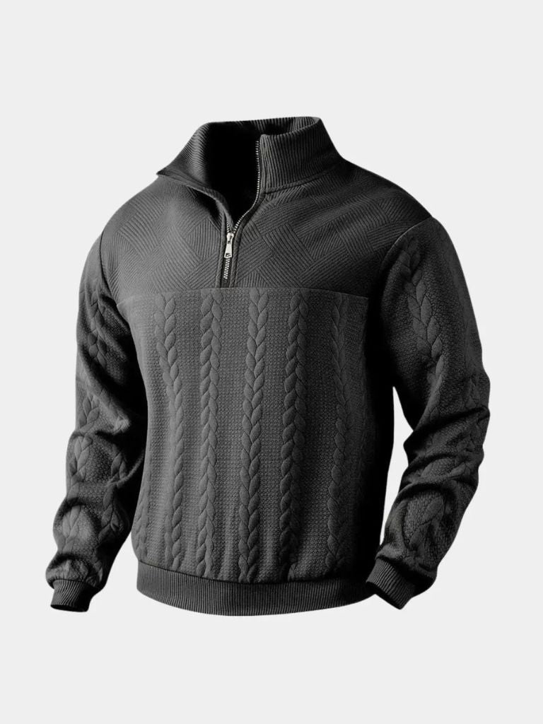 Essential Henley High Collar Quarter Zip Pullover - Verocci Essentials