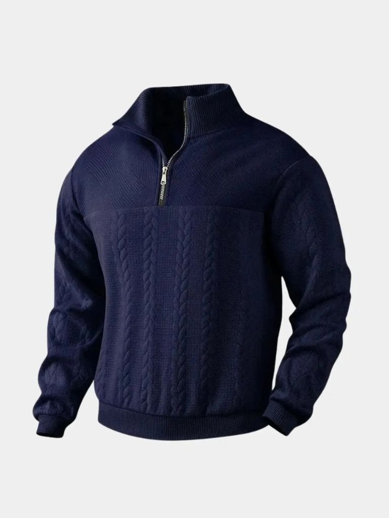 Essential Henley High Collar Quarter Zip Pullover - Verocci Essentials