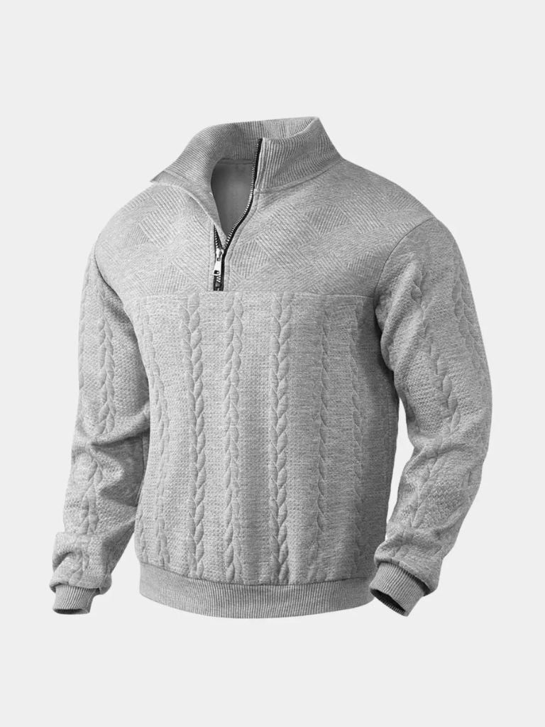Essential Henley High Collar Quarter Zip Pullover - Verocci Essentials