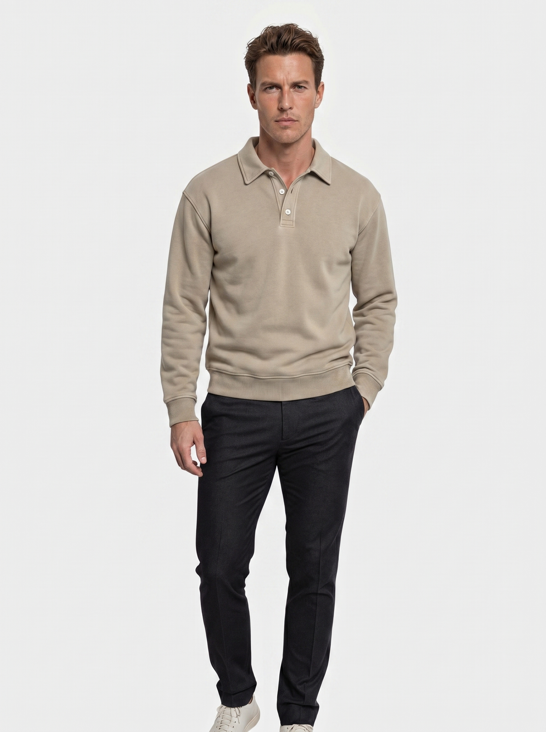 Canyon Mist Long Sleeve Polo Shirt – Verocci Essentials