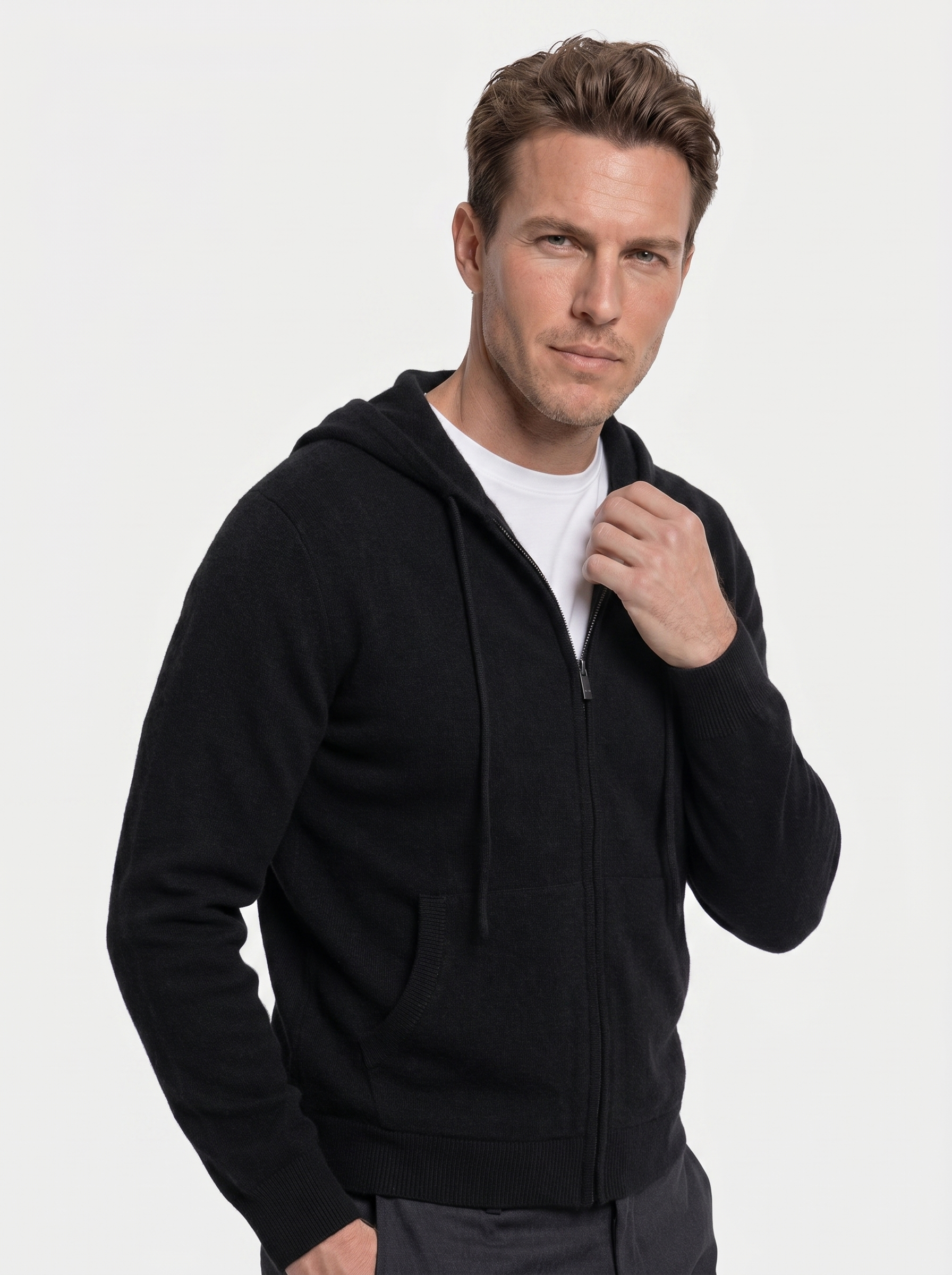 100% Merino Wool Zip Solid Color Sweater - Verocci Essentials