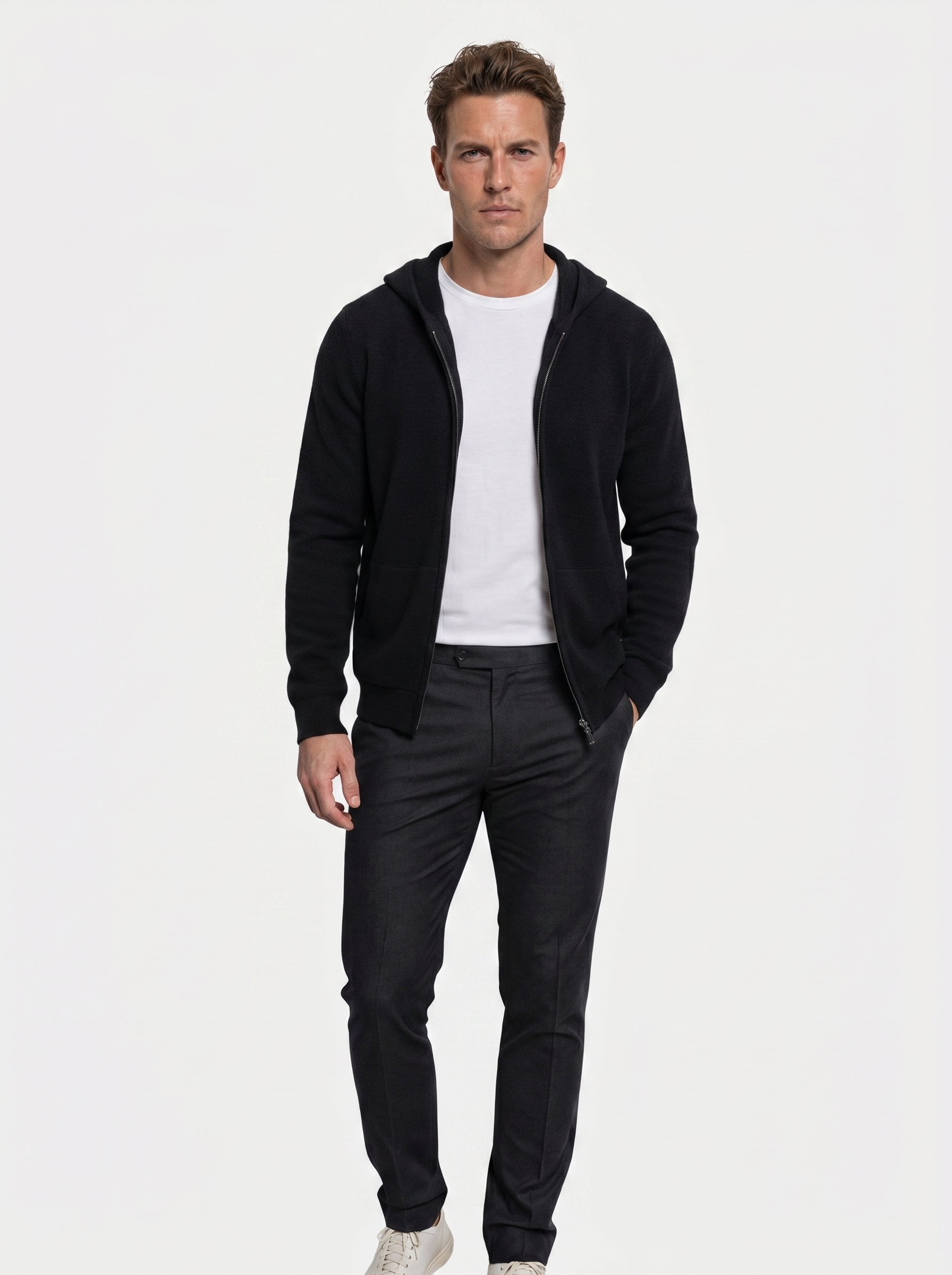 100% Merino Wool Zip Solid Color Sweater - Verocci Essentials