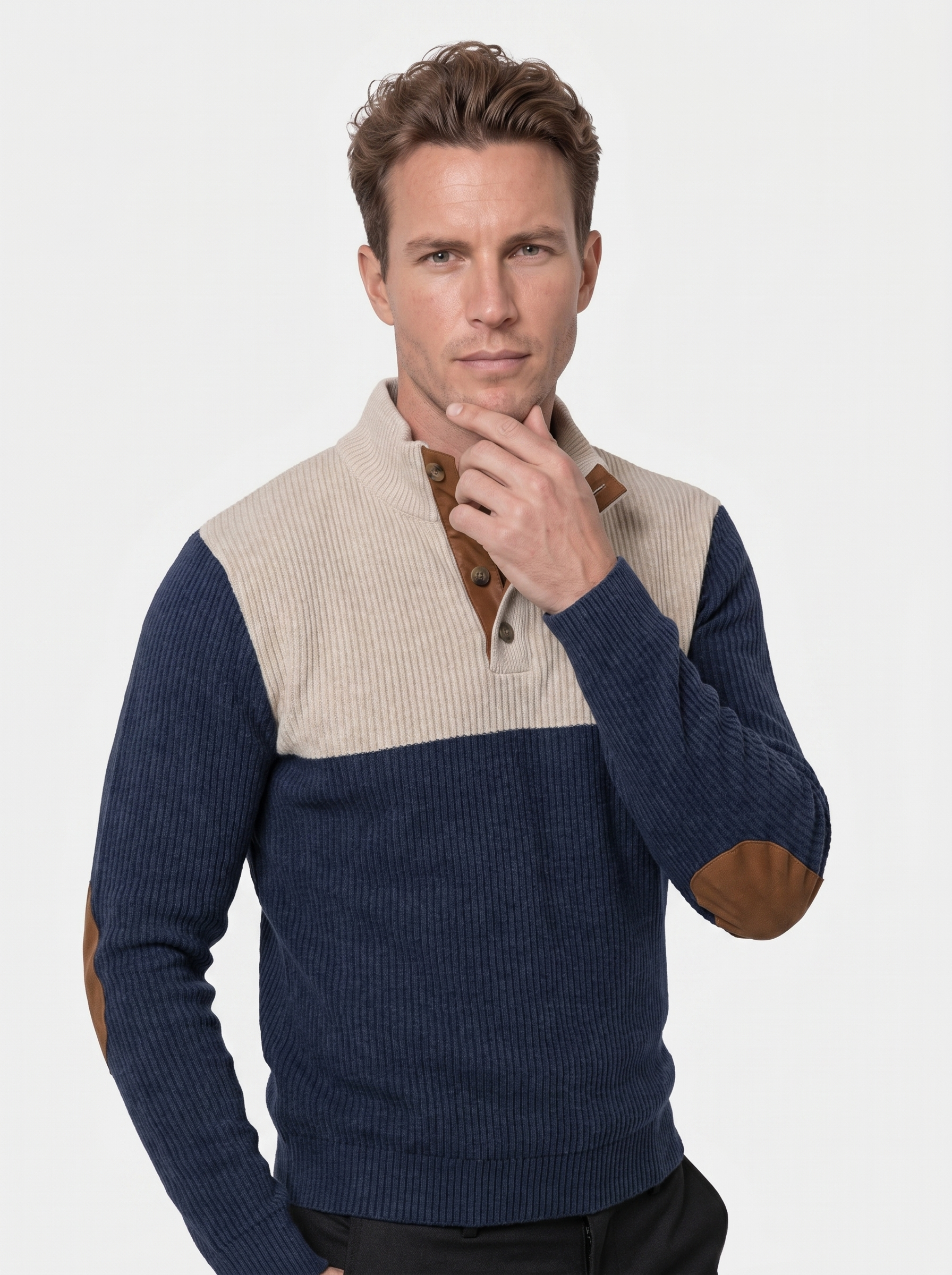 High Collar Corduroy Retro Pullover - Verocci Essentials