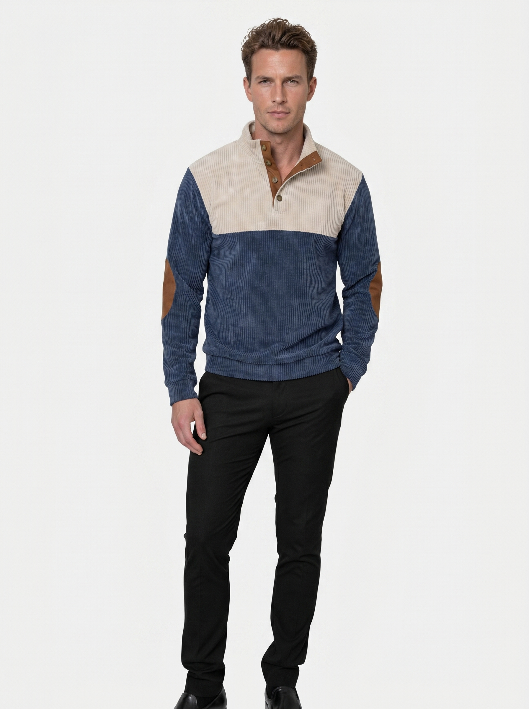 High Collar Corduroy Retro Pullover - Verocci Essentials