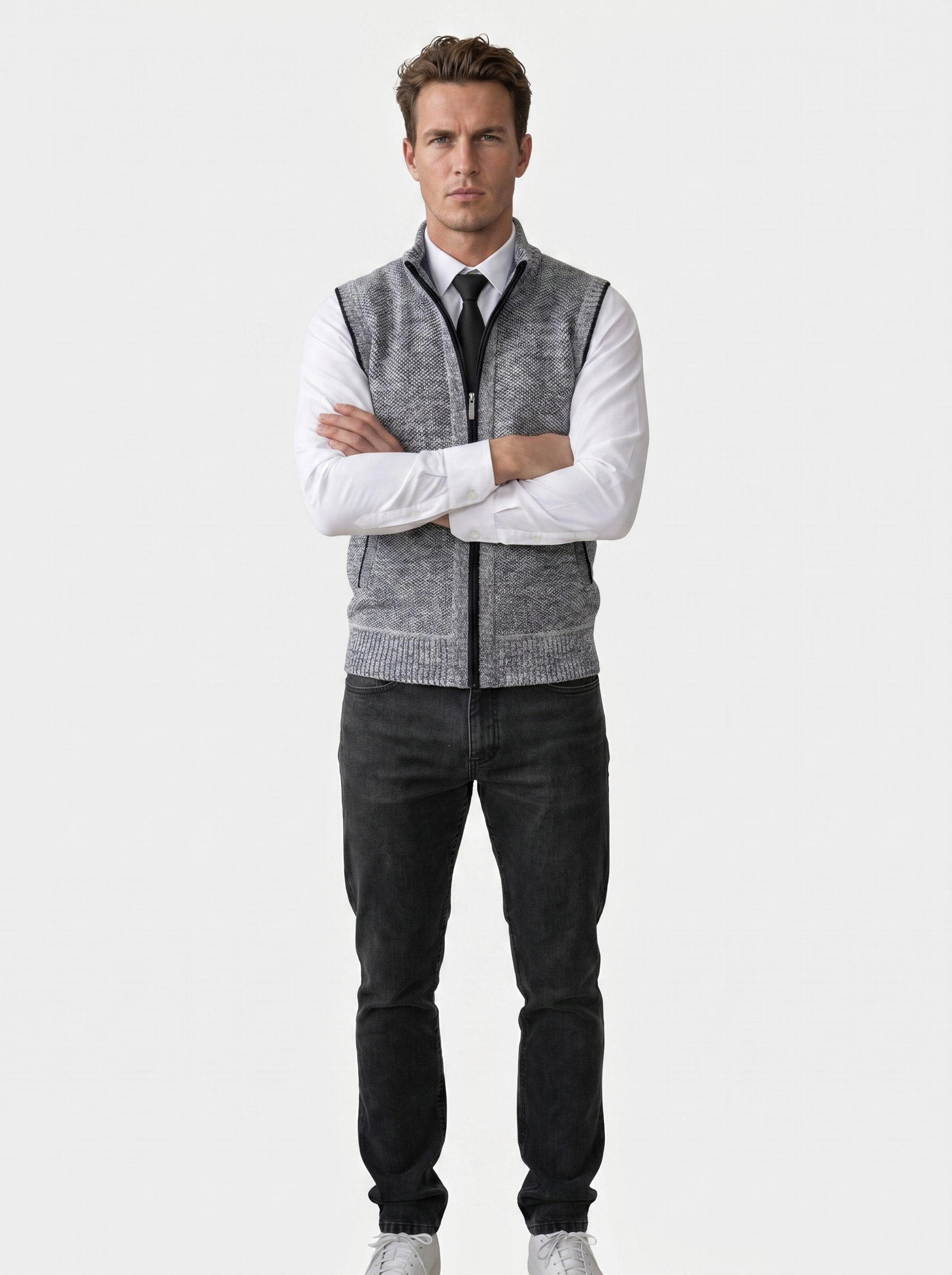 Elegant Full-Zip Sweater Vest - Verocci Essentials