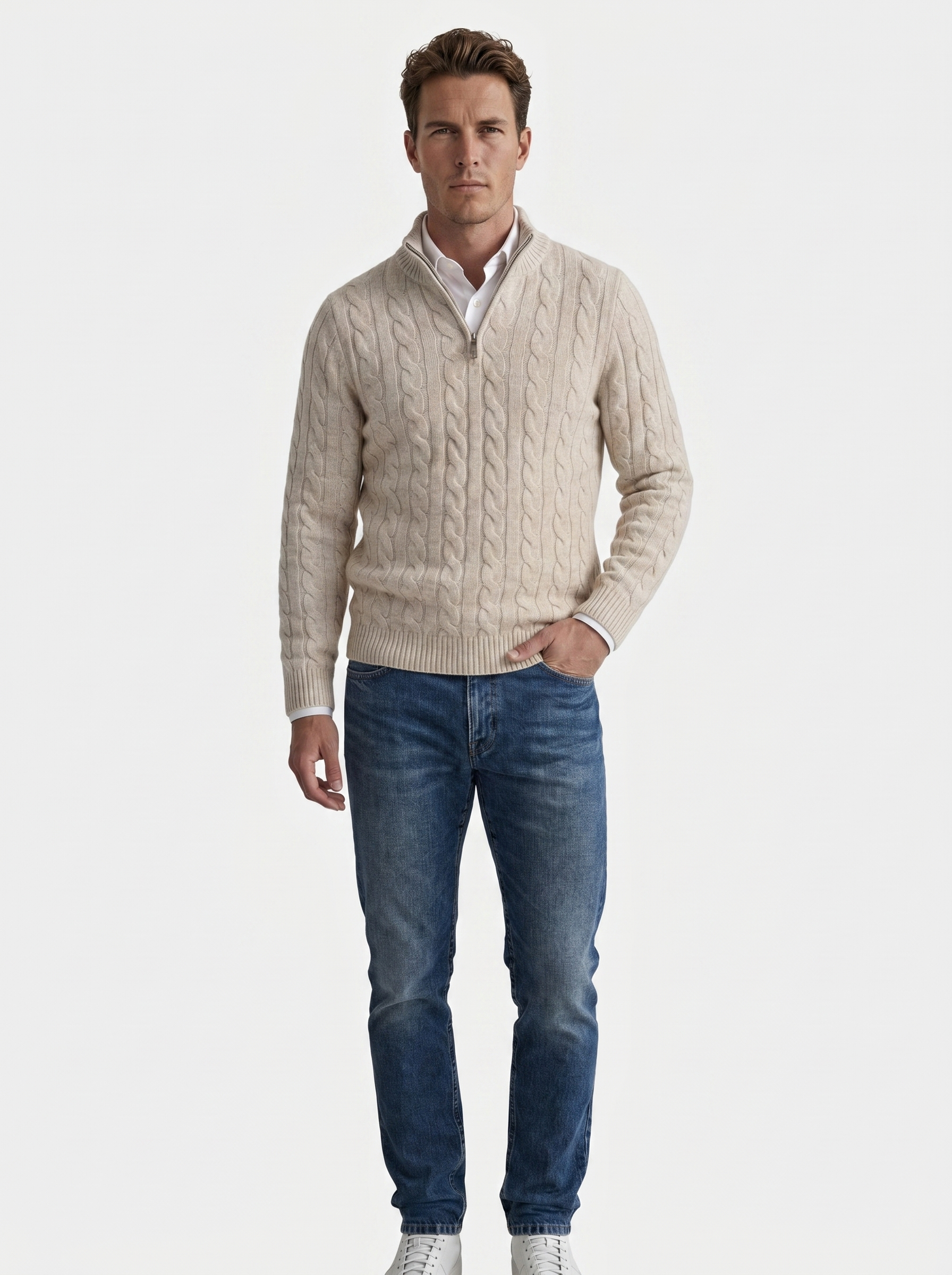Essential Half Zip Curve Sweater - Verocci Essentials