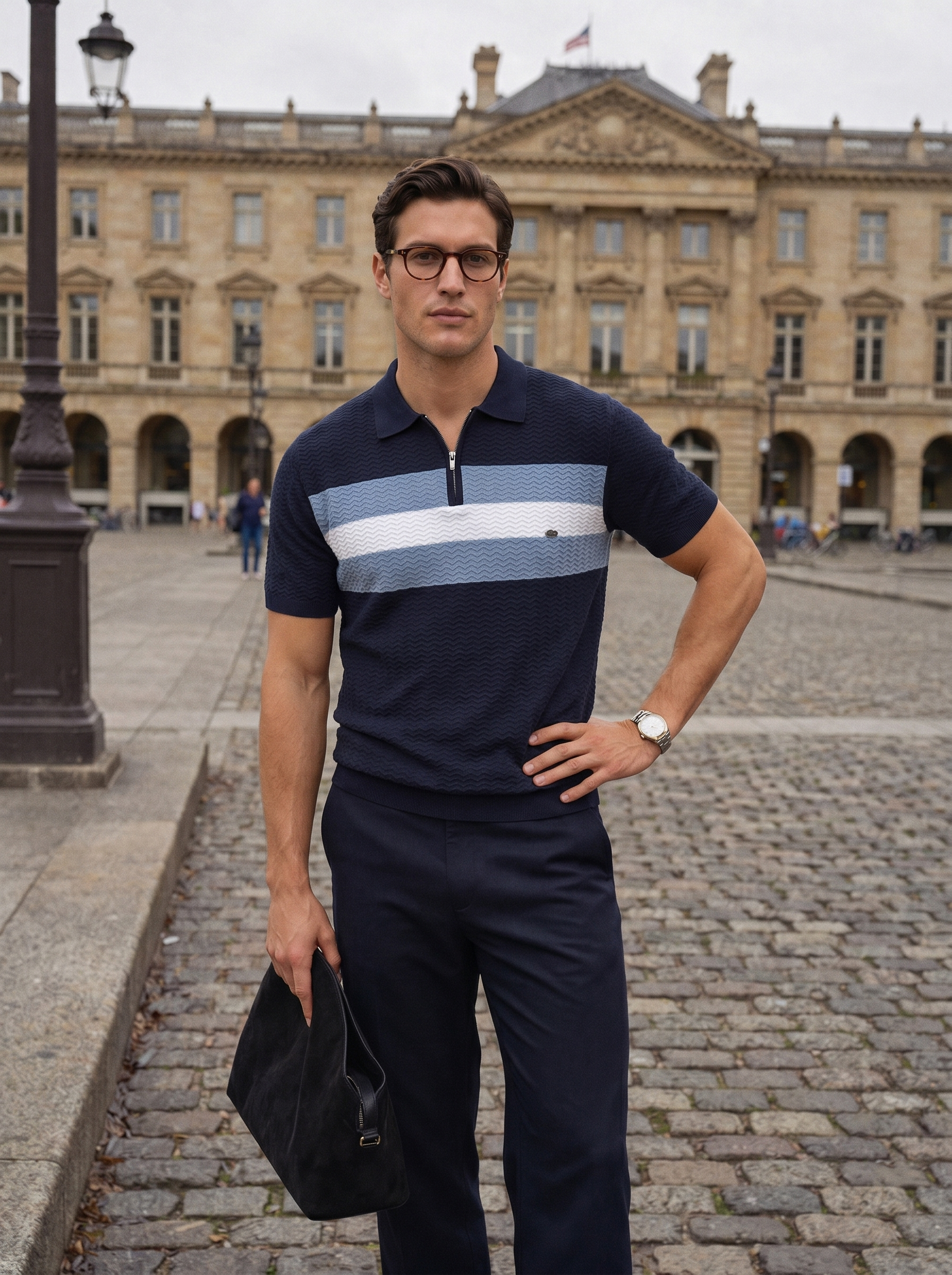 Classic Fit Quarter Zip Business Casual Short Sleeves Polo - Verocci Essentials