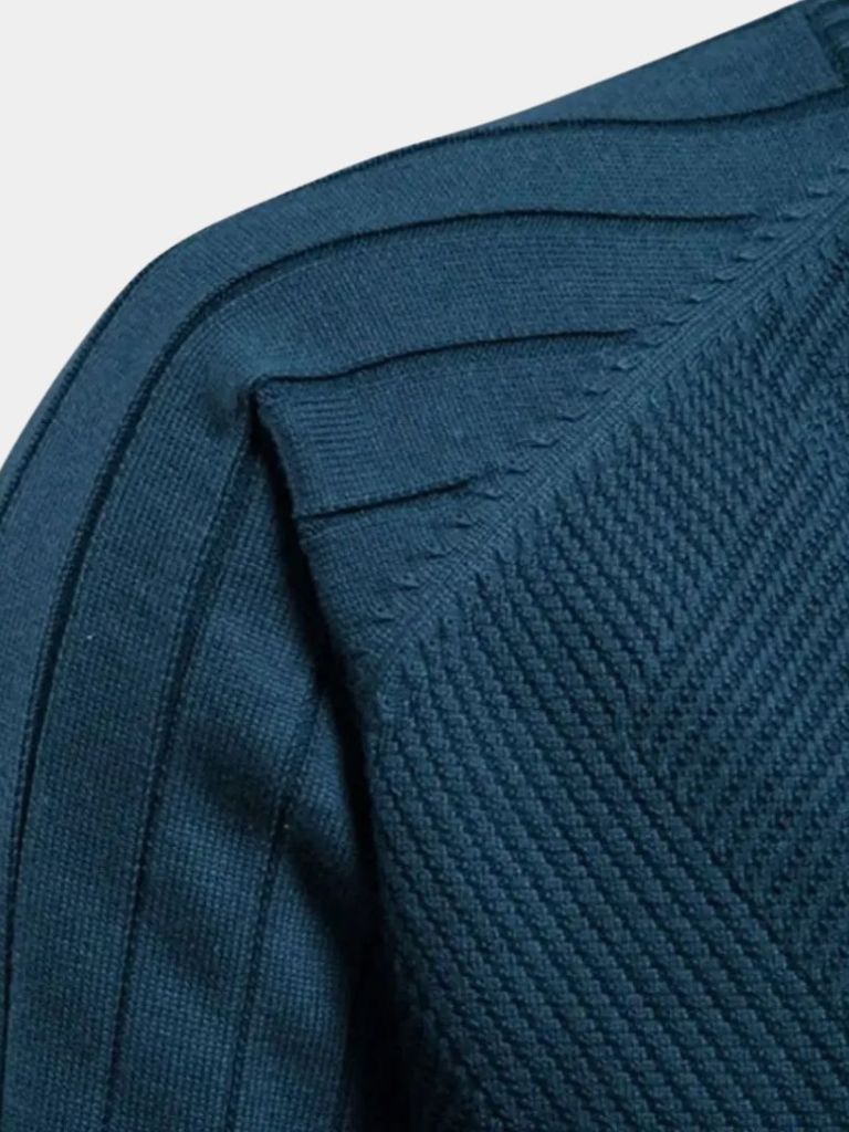 Knit Zipper Jacquard Solid Color Cardigan Sweater - Verocci Essentials