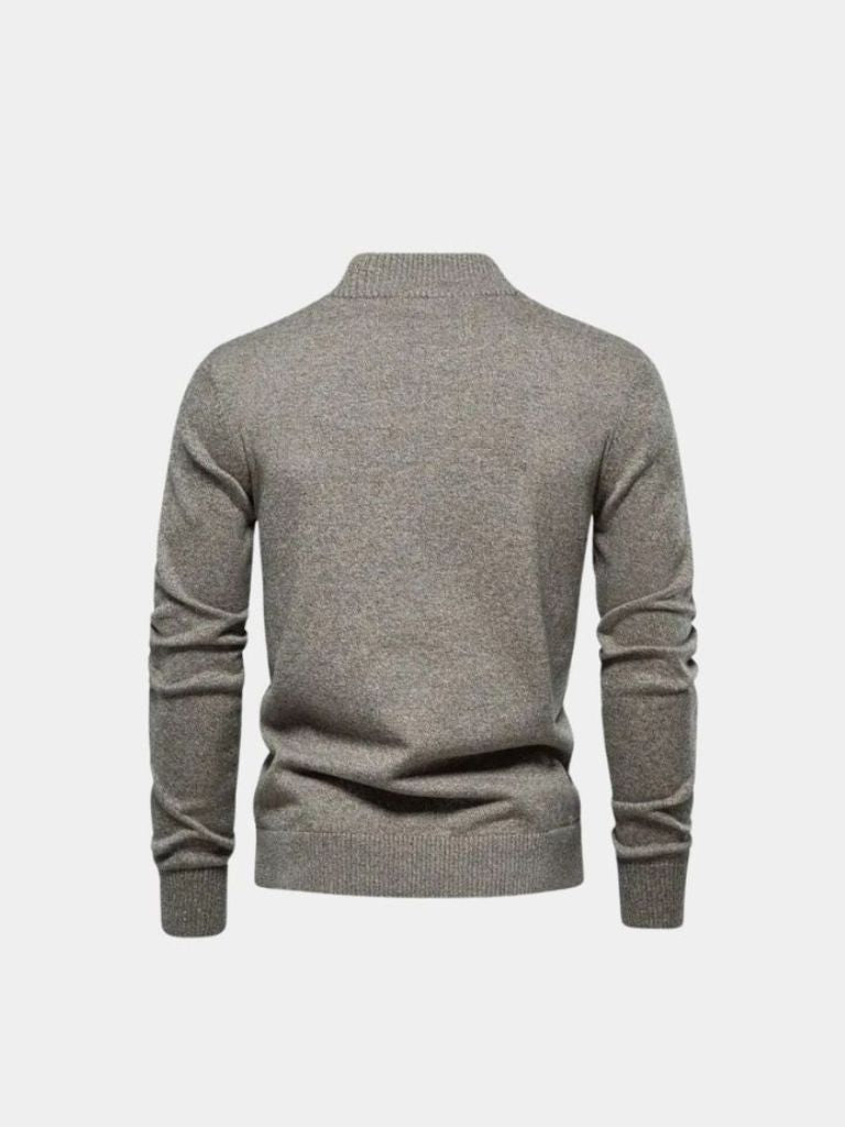 Knitted Stand Collar Cotton Cardigan - Verocci Essentials