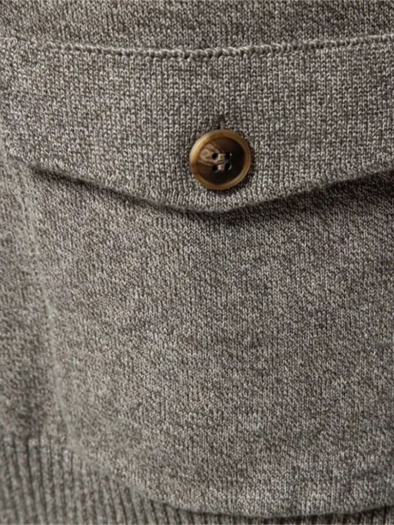 Knitted Stand Collar Cotton Cardigan - Verocci Essentials