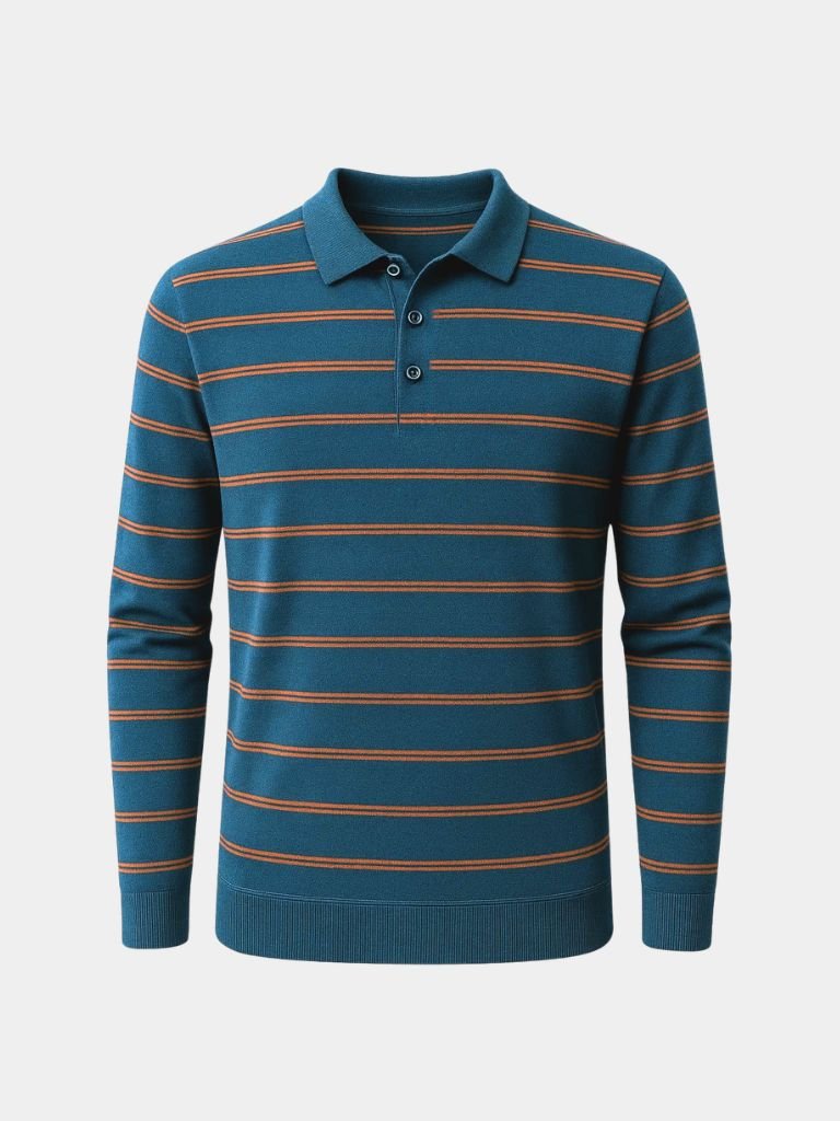 Navy Sunset Striped Polo - Verocci Essentials