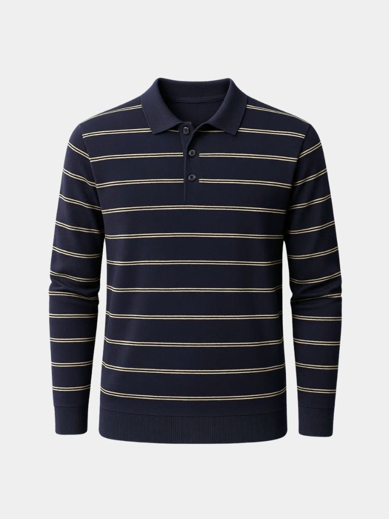 Navy Sunset Striped Polo - Verocci Essentials