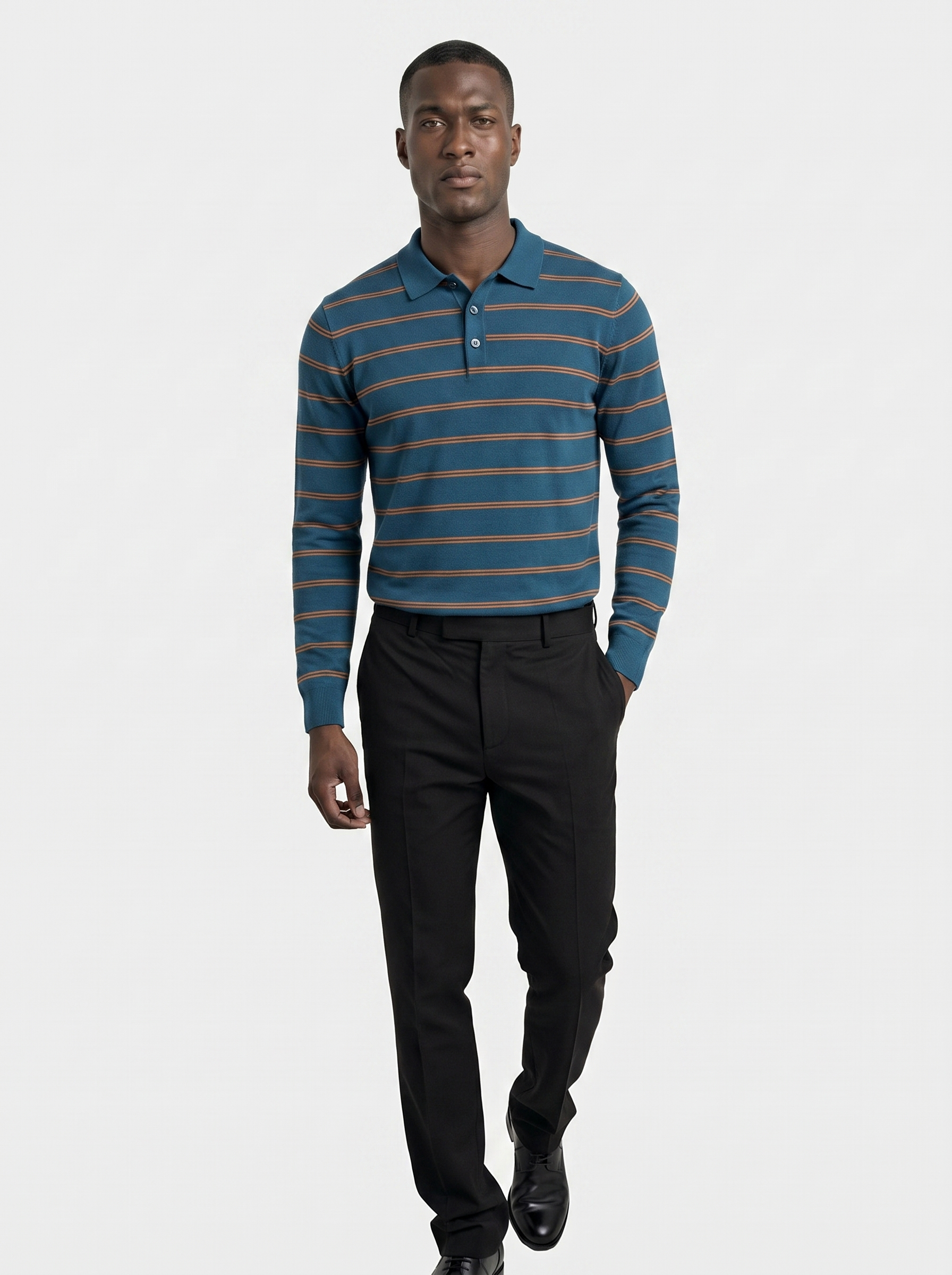 Navy Sunset Striped Polo - Verocci Essentials