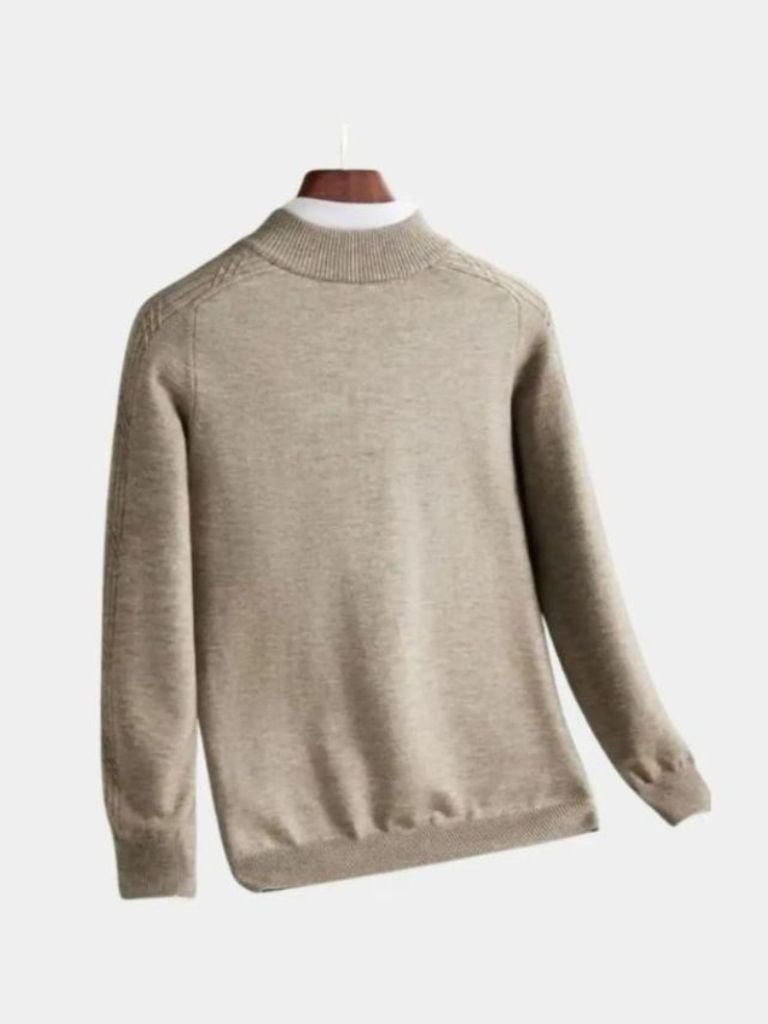 Stripe Quarter Zip Wool Sweater - Verocci Essentials
