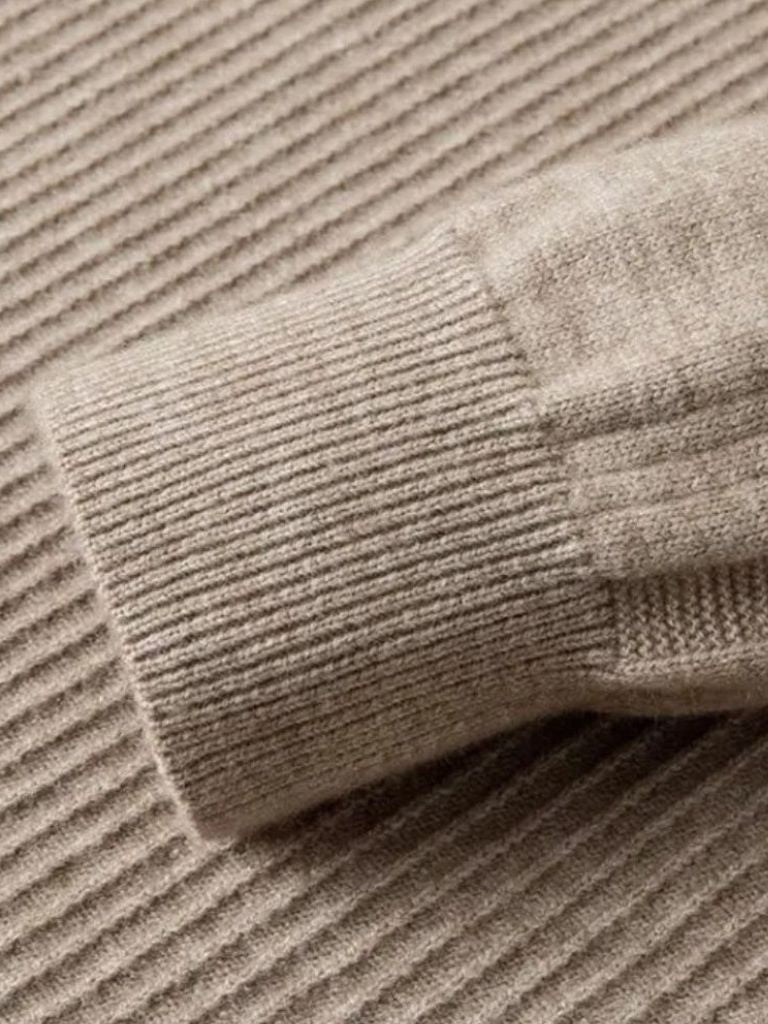 Stripe Quarter Zip Wool Sweater - Verocci Essentials