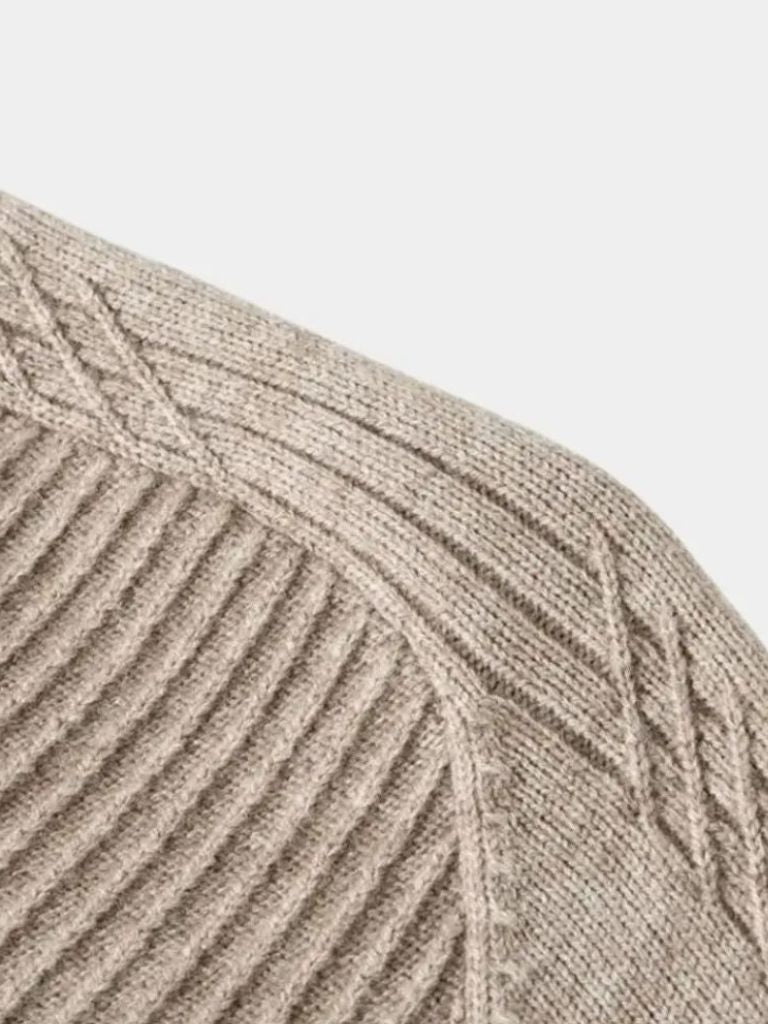Stripe Quarter Zip Wool Sweater - Verocci Essentials
