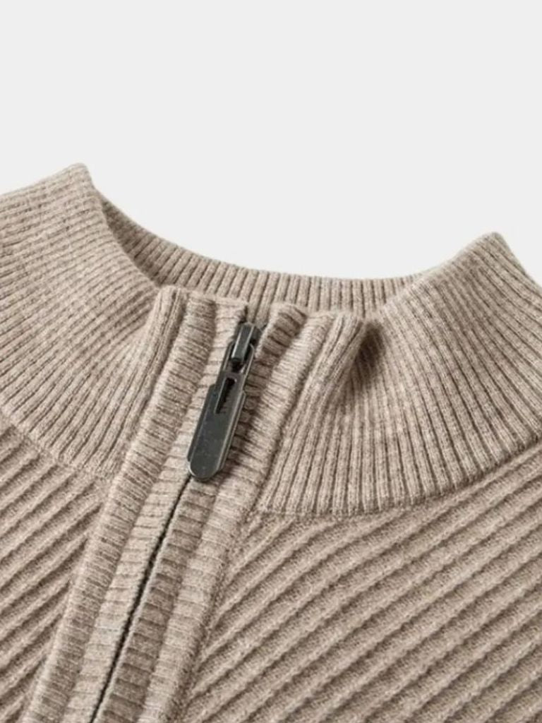 Stripe Quarter Zip Wool Sweater - Verocci Essentials
