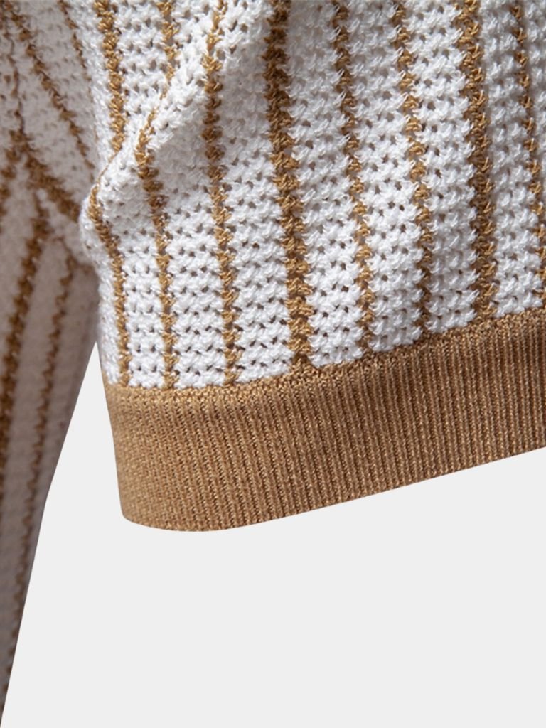 Striped Knit Polo Shirt - Verocci Essentials