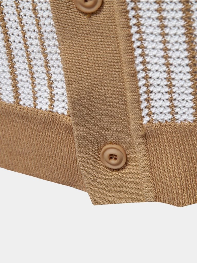 Striped Knit Polo Shirt - Verocci Essentials