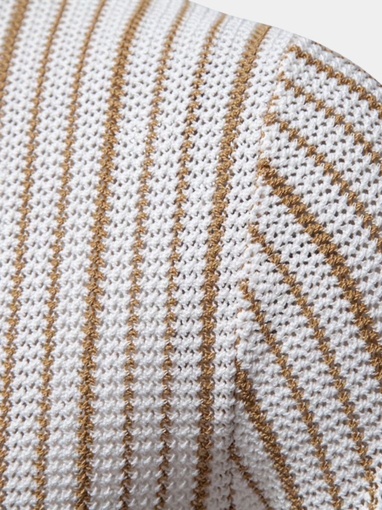Striped Knit Polo Shirt - Verocci Essentials