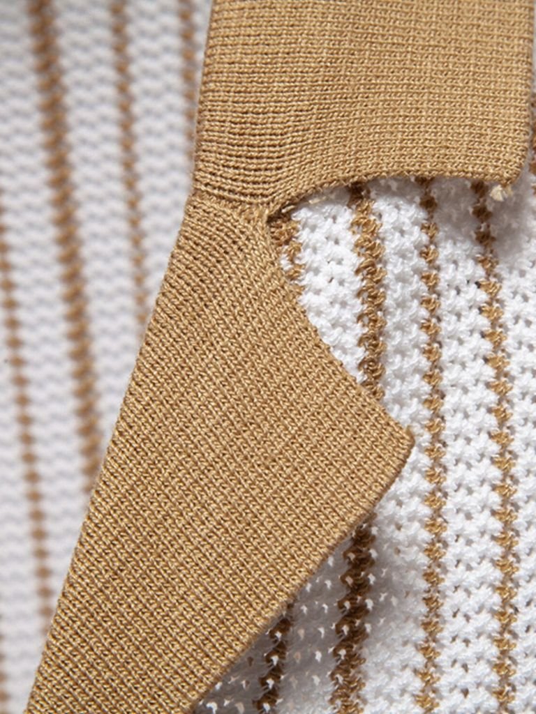Striped Knit Polo Shirt - Verocci Essentials
