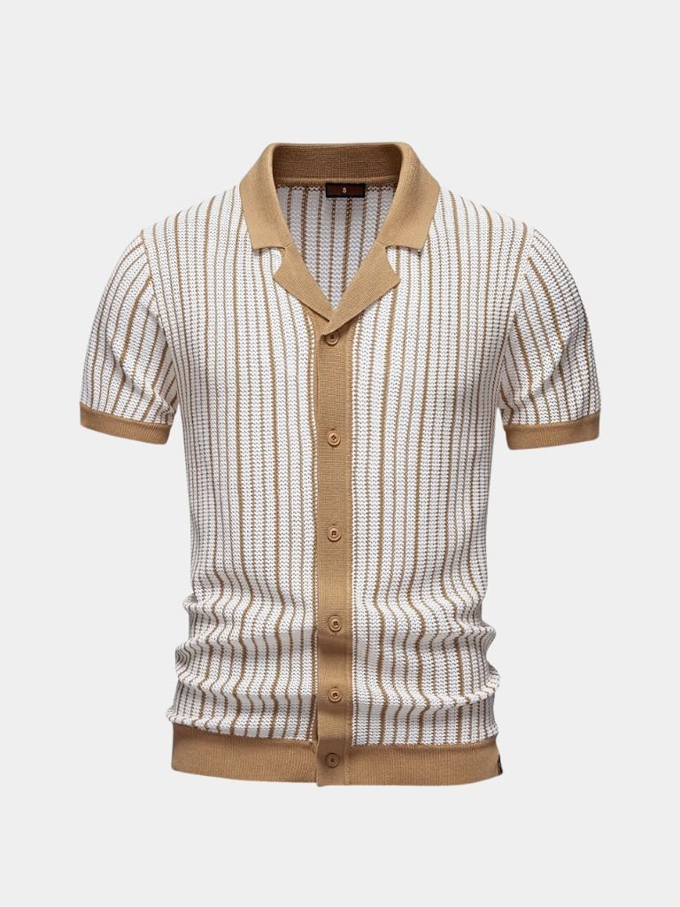 Striped Knit Polo Shirt - Verocci Essentials