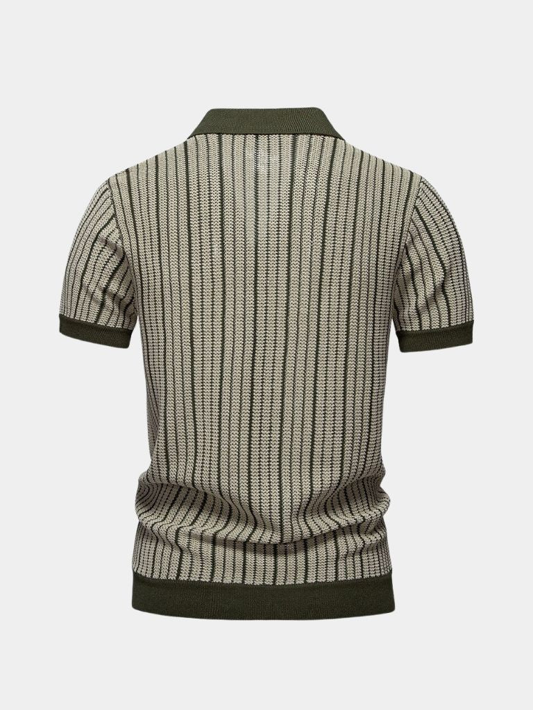 Striped Knit Polo Shirt - Verocci Essentials