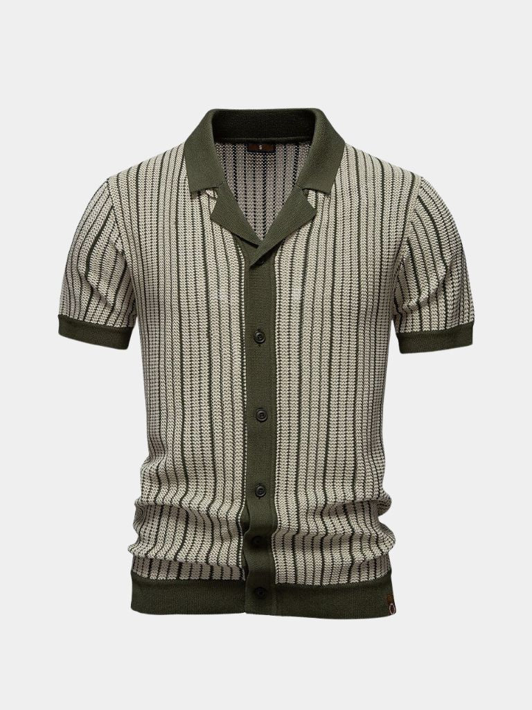 Striped Knit Polo Shirt - Verocci Essentials