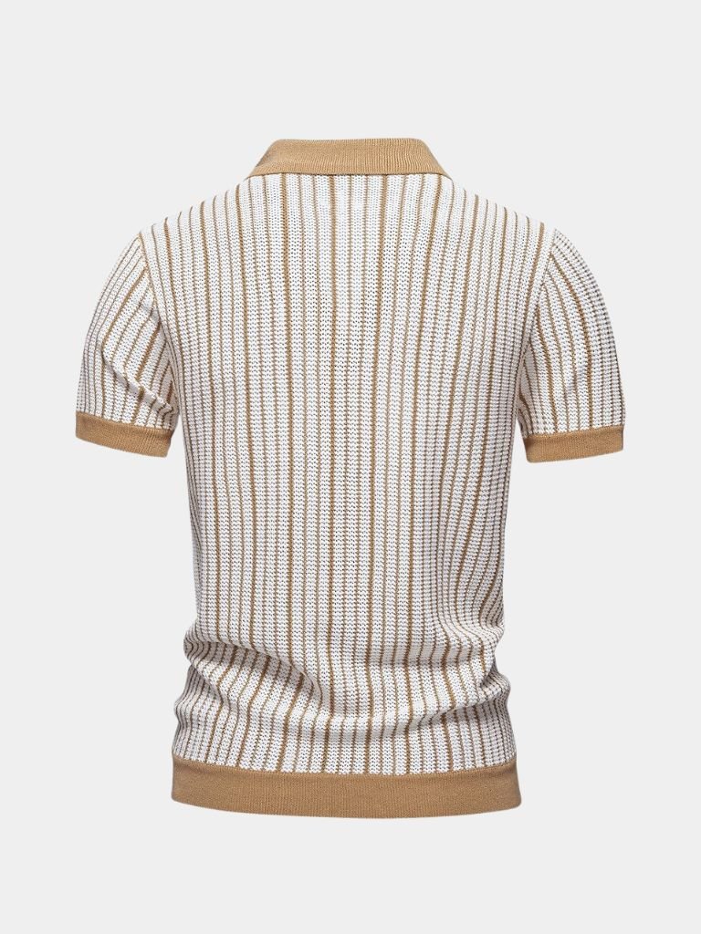 Striped Knit Polo Shirt - Verocci Essentials