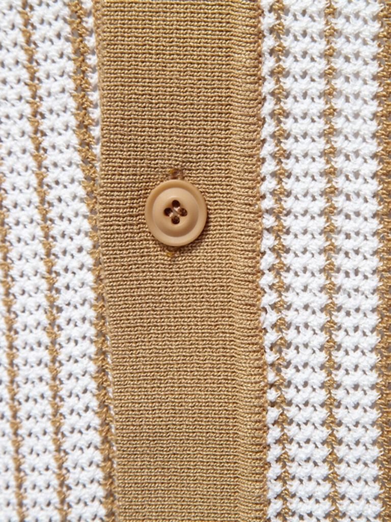 Striped Knit Polo Shirt - Verocci Essentials