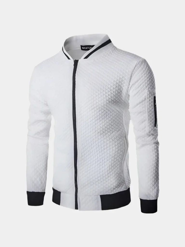 Textured Casual Bomber Jacket - Verocci Essentials