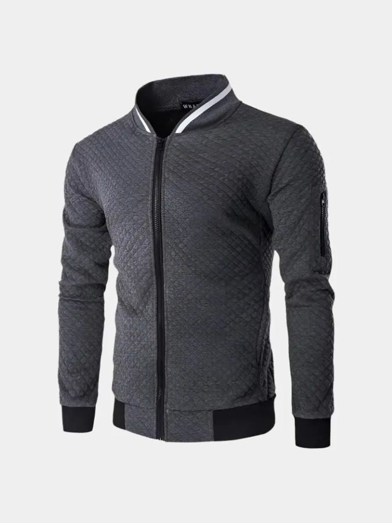 Textured Casual Bomber Jacket - Verocci Essentials