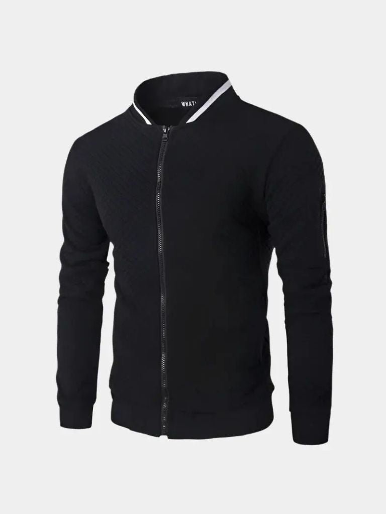 Textured Casual Bomber Jacket - Verocci Essentials