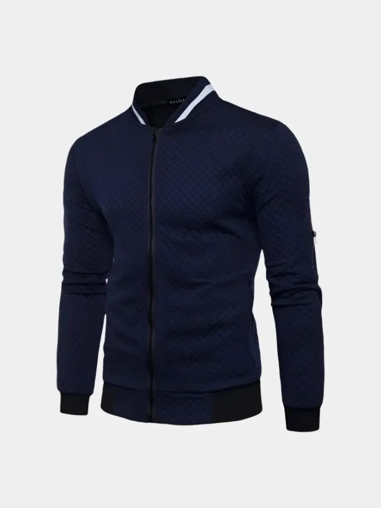 Textured Casual Bomber Jacket - Verocci Essentials